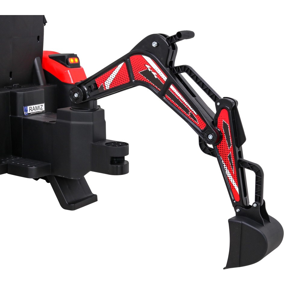JOKO Elektrický Traktor Buggy 720-T s naberačkou, bagrom a vyklápacou vlečkou, penové kolesá, červený