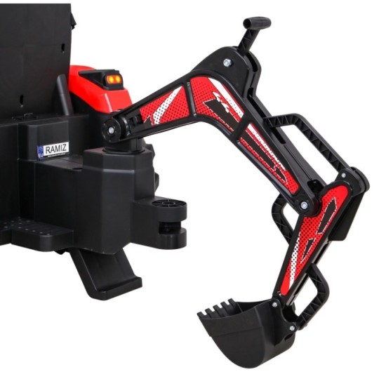 JOKO Elektrický Traktor Buggy 720-T s naberačkou, bagrom a vyklápacou vlečkou, penové kolesá, červený