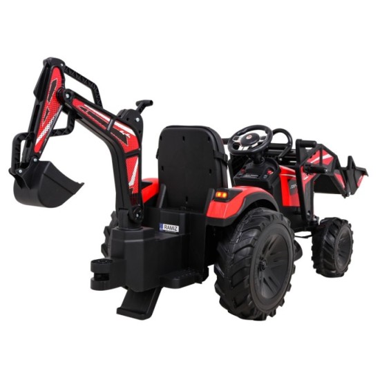 JOKO Elektrický Traktor Buggy 720-T s naberačkou, bagrom a vyklápacou vlečkou, penové kolesá, červený