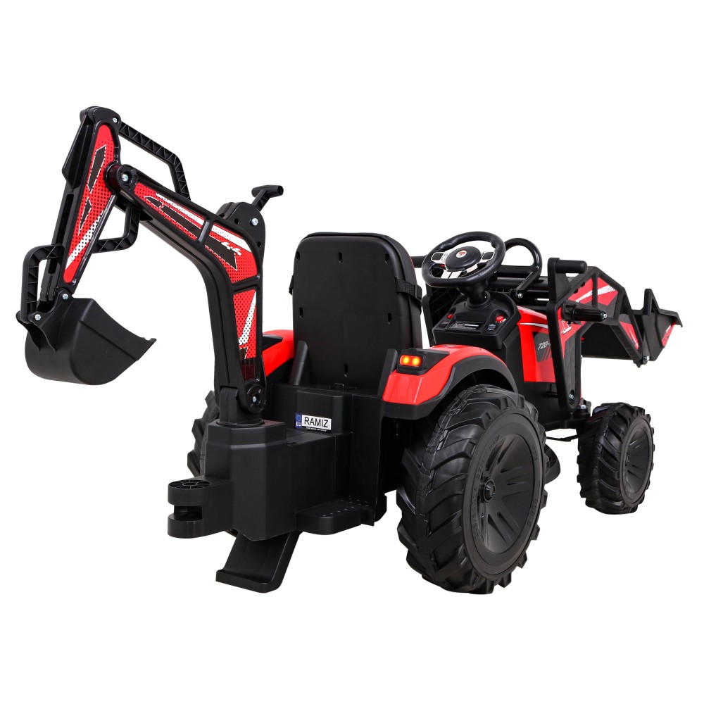 JOKO Elektrický Traktor Buggy 720-T s naberačkou, bagrom a vyklápacou vlečkou, penové kolesá, červený