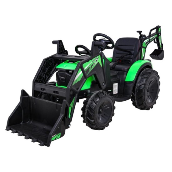 JOKO Elektrický Traktor Buggy 720-T s naberačkou, bagrom a vyklápacou vlečkou, penové kolesá, zelený
