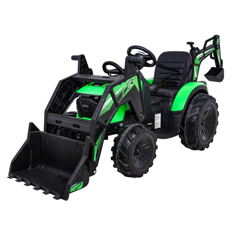 JOKO Elektrický Traktor Buggy 720-T s naberačkou, bagrom a vyklápacou vlečkou, penové kolesá, zelený