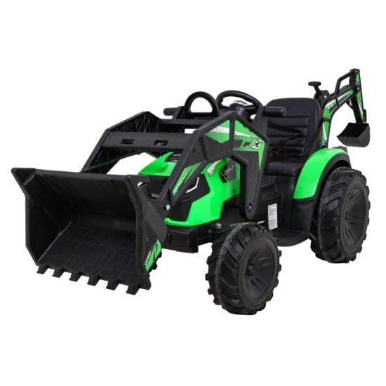 JOKO Elektrický Traktor Buggy 720-T s naberačkou, bagrom a vyklápacou vlečkou, penové kolesá, zelený