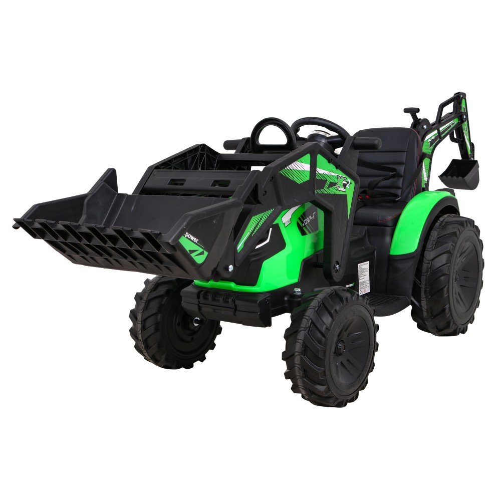 JOKO Elektrický Traktor Buggy 720-T s naberačkou, bagrom a vyklápacou vlečkou, penové kolesá, zelený