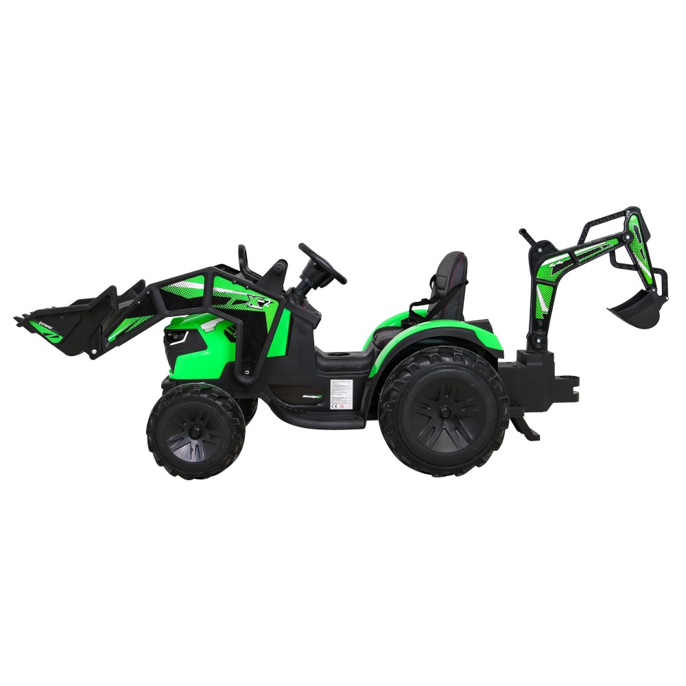 JOKO Elektrický Traktor Buggy 720-T s naberačkou, bagrom a vyklápacou vlečkou, penové kolesá, zelený