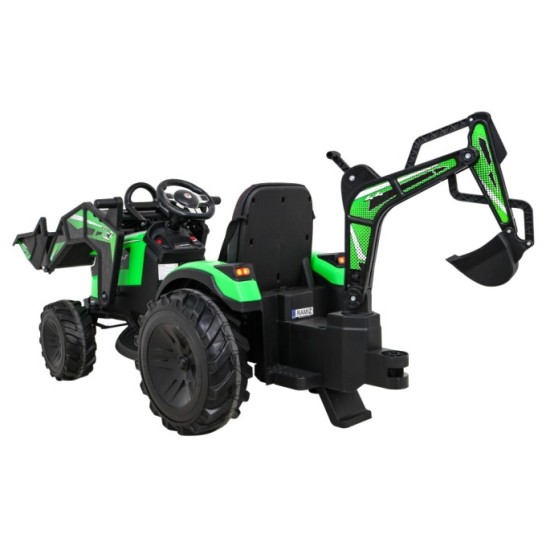 JOKO Elektrický Traktor Buggy 720-T s naberačkou, bagrom a vyklápacou vlečkou, penové kolesá, zelený