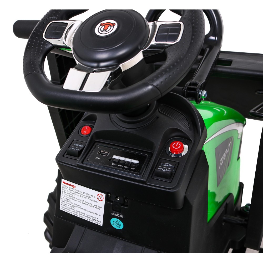 JOKO Elektrický Traktor Buggy 720-T s naberačkou, bagrom a vyklápacou vlečkou, penové kolesá, zelený