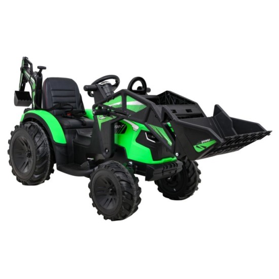 JOKO Elektrický Traktor Buggy 720-T s naberačkou, bagrom a vyklápacou vlečkou, penové kolesá, zelený