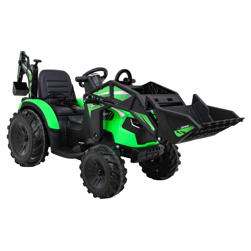 JOKO Elektrický Traktor Buggy 720-T s naberačkou, bagrom a vyklápacou vlečkou, penové kolesá, zelený