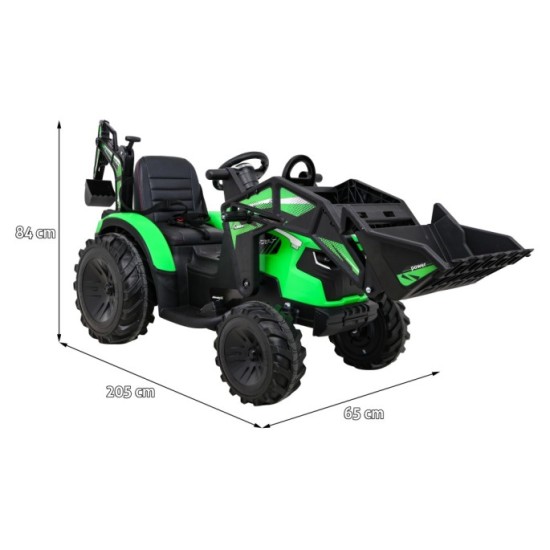 JOKO Elektrický Traktor Buggy 720-T s naberačkou, bagrom a vyklápacou vlečkou, penové kolesá, zelený
