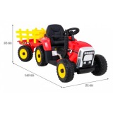 JOKO Elektrický traktor s vlečkou na drevo BLOW s diaľkovým ovládaním, penové kolesá, kožené sedadlo, Led svetlá, USB, MP3, červ