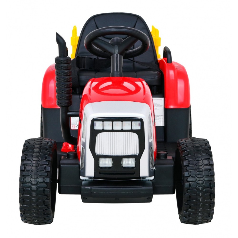JOKO Elektrický traktor s vlečkou na drevo BLOW s diaľkovým ovládaním, penové kolesá, kožené sedadlo, Led svetlá, USB, MP3, červ