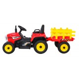 JOKO Elektrický traktor s vlečkou na drevo BLOW s diaľkovým ovládaním, penové kolesá, kožené sedadlo, Led svetlá, USB, MP3, červ