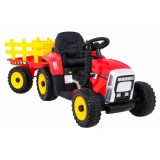 JOKO Elektrický traktor s vlečkou na drevo BLOW s diaľkovým ovládaním, penové kolesá, kožené sedadlo, Led svetlá, USB, MP3, červ