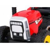 JOKO Elektrický traktor s vlečkou na drevo BLOW s diaľkovým ovládaním, penové kolesá, kožené sedadlo, Led svetlá, USB, MP3, červ