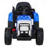 JOKO Elektrický traktor s vlečkou na drevo BLOW s diaľkovým ovládaním, penové kolesá, kožené sedadlo, Led svetlá, USB, MP3, modr