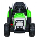 JOKO Elektrický traktor s vlečkou na drevo BLOW s diaľkovým ovládaním, penové kolesá, kožené sedadlo, Led svetlá, USB, MP3, zele