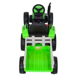 JOKO Elektrický traktor s vlečkou na drevo BLOW s diaľkovým ovládaním, penové kolesá, kožené sedadlo, Led svetlá, USB, MP3, zele