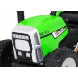 JOKO Elektrický traktor s vlečkou na drevo BLOW s diaľkovým ovládaním, penové kolesá, kožené sedadlo, Led svetlá, USB, MP3, zele