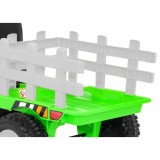 JOKO Elektrický traktor s vlečkou na drevo BLOW s diaľkovým ovládaním, penové kolesá, kožené sedadlo, Led svetlá, USB, MP3, zele