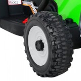 JOKO Elektrický traktor s vlečkou na drevo BLOW s diaľkovým ovládaním, penové kolesá, kožené sedadlo, Led svetlá, USB, MP3, zele