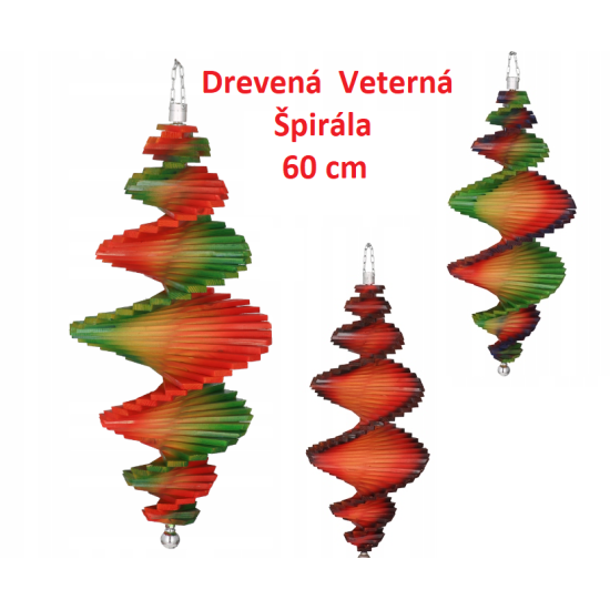 MKSTOR Drevená Veterná špirála 60cm Dúhová