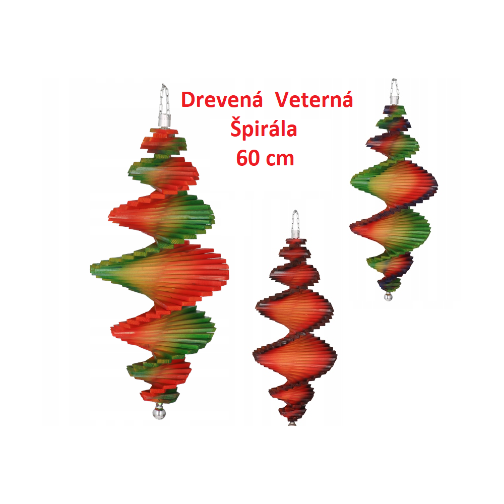 MKSTOR Drevená Veterná špirála 60cm Dúhová