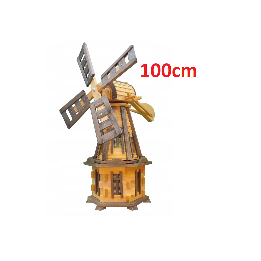 MKSTOR Drevený veterný mlyn záhradný otočný dekoračný 100cm