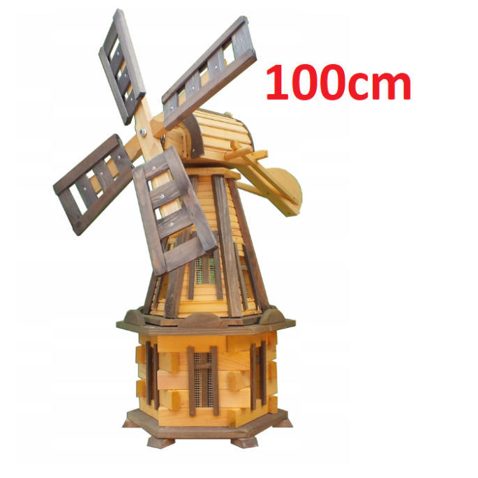 MKSTOR Drevený veterný mlyn záhradný otočný dekoračný 100cm