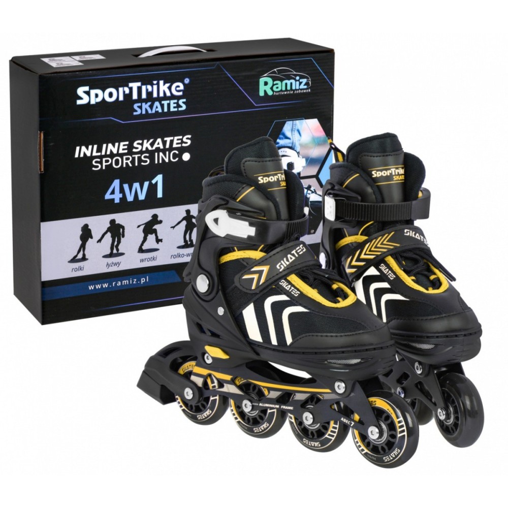 Sport Trike Detské koliekové korčule + korčule na ľad 4v1, nastaviteľné 29-33, žlté