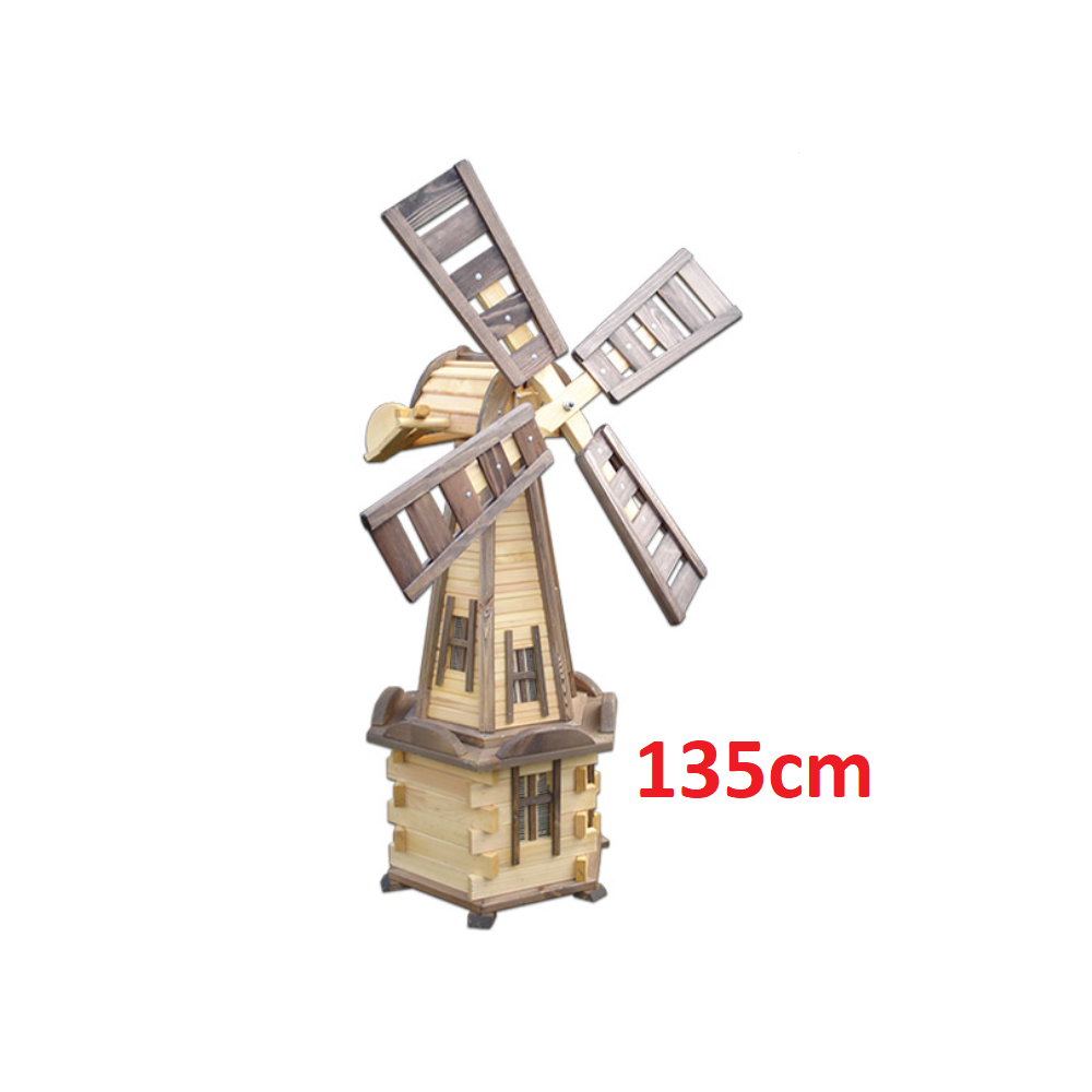 MKSTOR Drevený veterný mlyn záhradný otočný dekoračný 135cm, W52