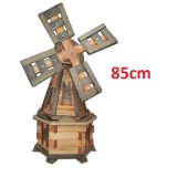 MKSTOR Drevený veterný mlyn záhradný  otočný dekoračný 85cm, jelša + palisander