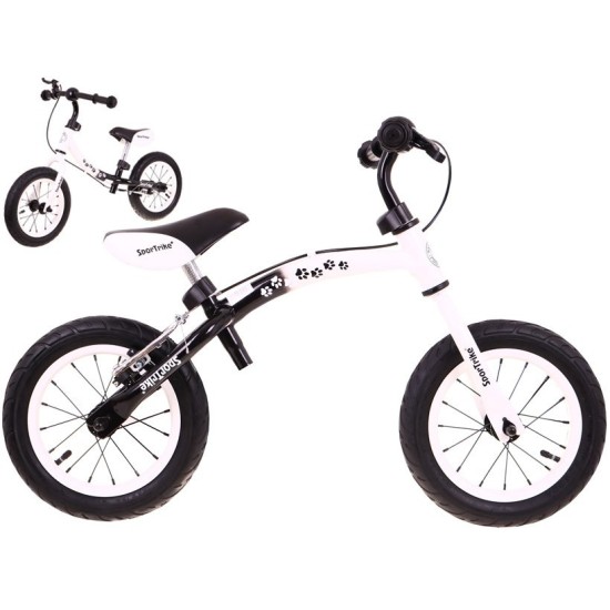 SporTrike Detské Cykloodrážadlo s otočným rámom 10"/12" Boomerang 2v1, biele