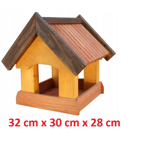 MKSTOR Drevené kŕmitko pre vtáky 32cmx30cmx28cm, vtáčia búdka, tik