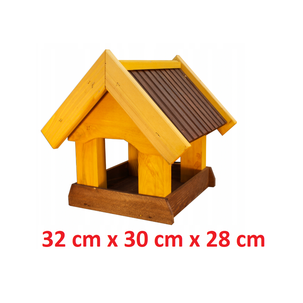 MKSTOR Drevené kŕmitko pre vtáky 32cmx30cmx28cm, vtáčia búdka, hnedá