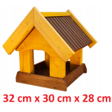 MKSTOR Drevené kŕmitko pre vtáky 32cmx30cmx28cm, vtáčia búdka, hnedá