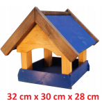 MKSTOR Drevené kŕmitko pre vtáky 32cmx30cmx28cm, vtáčia búdka, Modrá