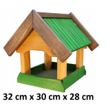 MKSTOR Drevené kŕmitko pre vtáky 32cmx30cmx28cm, vtáčia búdka, zelená