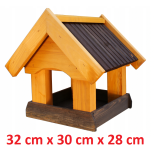MKSTOR Drevené kŕmitko pre vtáky 32cmx30cmx28cm, vtáčia búdka, sivá