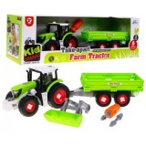 JOKO Skladací traktor s prívesom + skrutkovač, zelený