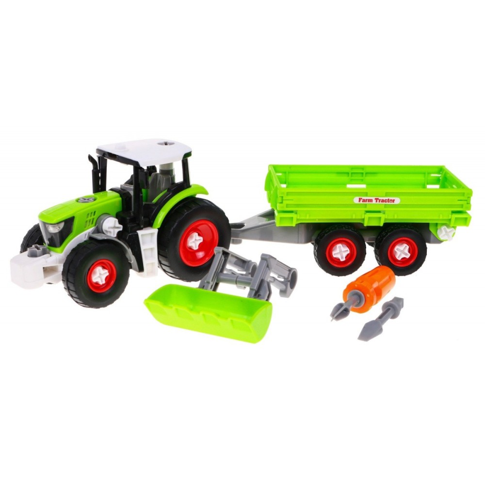 JOKO Skladací traktor s prívesom + skrutkovač, zelený