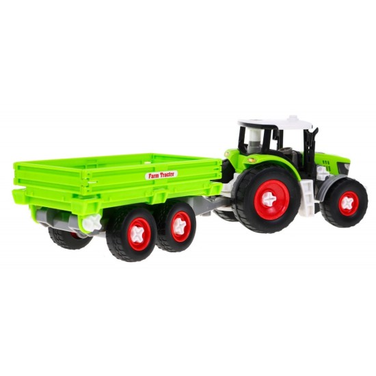 JOKO Skladací traktor s prívesom + skrutkovač, zelený