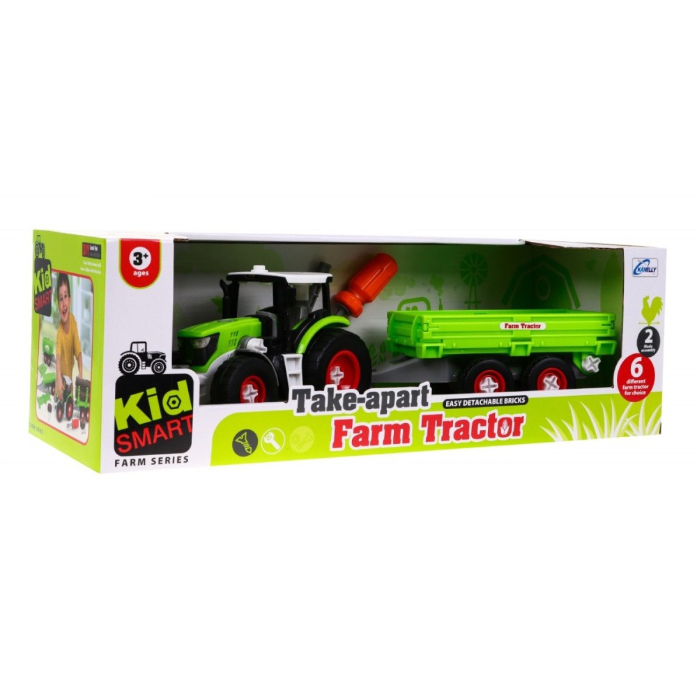 JOKO Skladací traktor s prívesom + skrutkovač, zelený
