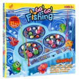 JOKO Spoločenská hra Lovenie rýb na batérie, 3 jazerá, 21 rybičiek, modrá
