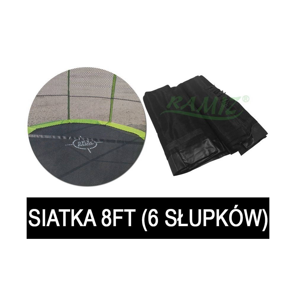 JOKO Ochranná sieť na Záhradnú Trampolínu 244cm/8FT, 6 tunelov na stĺpiky, čierna