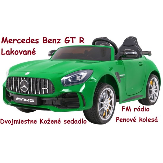 JOKO Elektrické autíčko Mercedes-Benz GT R 4x4, LAKOVANÉ, Dvojmiestne, Penové kolesá, kožené sedadlo, FM rádio, zelené