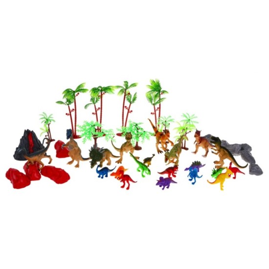 JOKO Sada Dinosaurov 20ks + Kufrík Hlava Dinosaura 30cm + podložka Zábavný Park