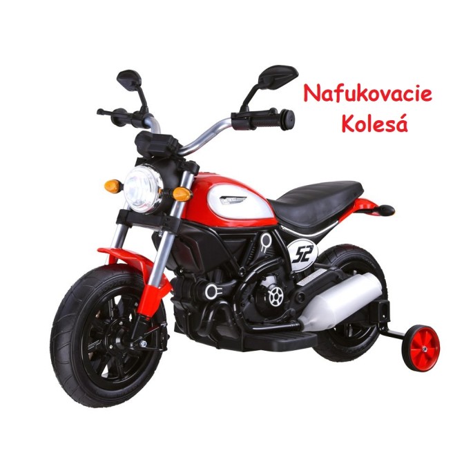 JOKO Elektrická motorka s nafukovacími kolesami Street Bob, MP3, USB, červená