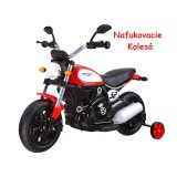 JOKO Elektrická motorka s nafukovacími kolesami Street Bob, MP3, USB, červená