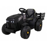 JOKO Elektrický Traktor s vlečkou, diaľkové ovládanie, penové kolesá, kožené sedadlo, Lopatka, čierny